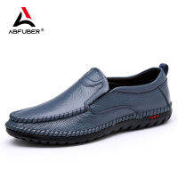 Breathable ของแท้หนังผู้ชายรองเท้าฤดูร้อน Slip On Loafers ผู้ชายรองเท้าหนังสบายๆรองเท้าสีฟ้าขายร้อนรองเท้าขับรถรองเท้าหนังนิ่ม