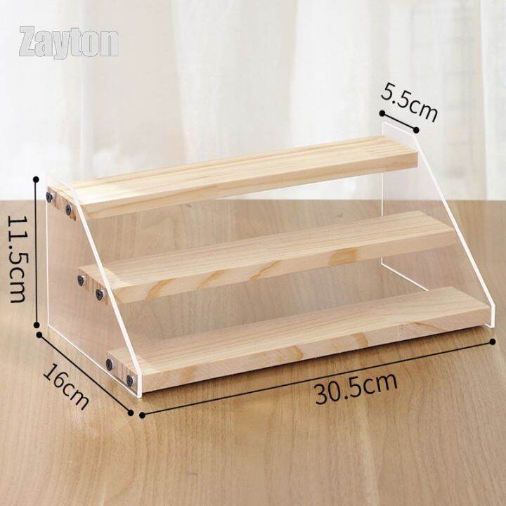 NN DIY 3Tier Wooden Panel Riser Spices Condiments Rack Kitchen Storage