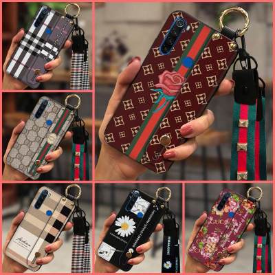 Wristband Lanyard Phone Case For Xiaomi Redmi Note8/Note8 2021 cartoon New Simple silicone protective Wrist Strap Soft