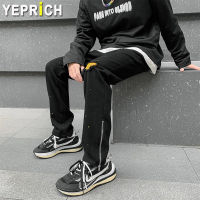 Men Black Pants Spring Summer 2022 New Fashion Denim Jeans Gothic Party Drive Streetwear Loose Trousers