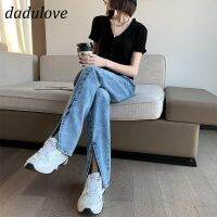 CDO DaDulove New Korean Version Ins Split Jeans High Waist Wide Leg Pants Fashion plus Size Womens Clothing