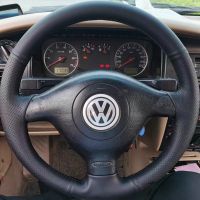 DIY Artificial Leather Black Car Steering Wheel Cover For Volkswagen VW Golf 4 Passat B5 1996-2003 Seat Leon 1999-2004 Polo Steering Wheels Accessorie