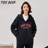 TIDE BEAR เสื้อสเวตเตอร์แจ็คเก็ตพิมพ์ลายนิวยอร์กเสื้อสเวตเตอร์ใหม่มีซิปสำหรับผู้ชายและผู้หญิง1898