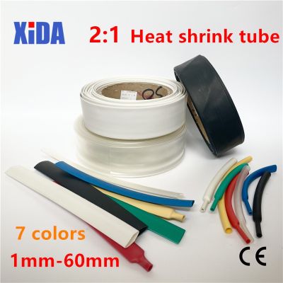 1Meter 2:1 Heat Shrink Tube Transparent Clear Black Heat Shrinkable Tubing Wrap Wire Kits Sell Connector Cable Sleeve DIY Repair Electrical Circuitry