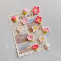 Pink flower resin decorative refrigerator magnet magnets creative whiteboard cartoon magnetic stickers