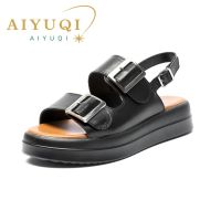 AIYUQI Women Sandals Natural Skin Summer New Genuine Leather Beach Sandals Girls Thick Sole Fashion Open Toe Roman Womens Shoes