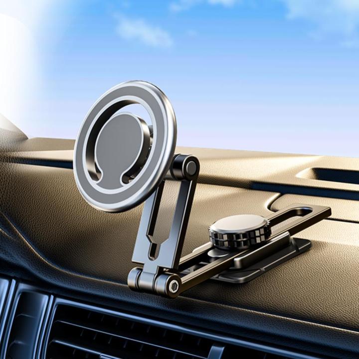แผงหน้าปัดแม่เหล็กติดกระจกหน้ารถตัวยึดโทรศัพท์ในรถยนต์แบบพับได้รางสไลด์ควบคุมส่วนกลางสำหรับ-iphone-14-13-12