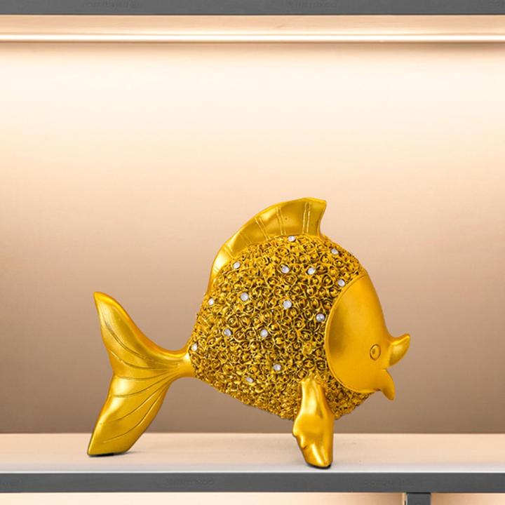 wdclever-ทองของตกแต่งบ้านรูปปั้นปลารูปปั้นปลาสำหรับห้องนั่งเล่นสำนักงานชั้นหนังสือ