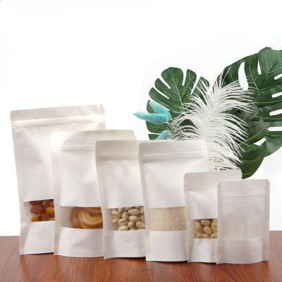 【YF】❧✵  10pcs Frosted Paper Zip lock Window up Dried Food Fruit Pouches