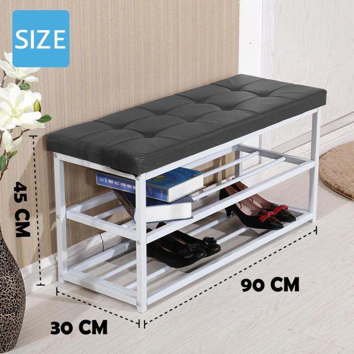 high-speed-shoe-rack-shoe-rack-with-seat-black-dark-blue-pu-leather-length-90-30-45-cm-2-layer-style