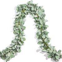 LambS Ear Garland Silk Flower Eucalyptus Garland, Lambs Ear Garland Faux Leaves Vine for Wedding Centerpiece Table Party Home Farmhouse Decor