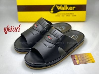 Walker รองเท้าแตะหนังแท้ วอร์คเกอร์ พื้นยางดิบ พื้นนุ่ม หนังแท้ รุ่น DS005 สีดำ ไซส์ 40-46 ของเเท้ พร้อมส่ง