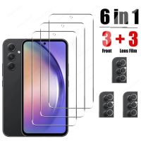 Annisoul Shop 6in 1กระจกนิรภัยสำหรับ Samsung Galaxy A54 A34 A14 A53เลนส์5G ฟิล์มสำหรับ Samsung A12 A13 A32 4G A52s A52ป้องกันหน้าจอ A33