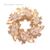 Fancyqube 1 ชิ้นผู้หญิงเข็มกลัดสำหรับผ้าพันคอคริสตัลระยิบระยับ Rhinestone ชุบทองจีนเรดบัดเข็มกลัดดอกไม้เข็มกลัดติดเสื้อแชมเปญ - INTL