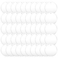 50 Pcs 3 Inch Acrylic Blanks with Hole Transparent Circle Ornament Clear Round Acrylic Christmas Ornament Blanks