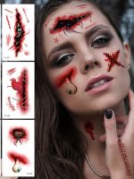 Halloween Facial Scar Stickers Face Stickers Accessories Simulated Horror Bloody Wounds Makeup Makeup Face Stickers 【OCT】