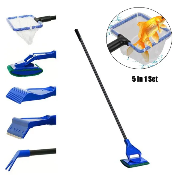 AQUARIUMCLEANER002 New 5 In 1 Aquarium Cleaner Set Fish Net Gravel
