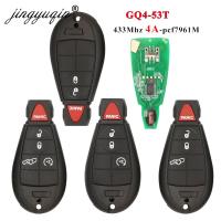 GQ4-53T Jingyuqin ชิป4A 433Mhz รถรีโมทที่ห้อยกุญแจสำหรับ Dodge RAM Jeep Cherokee Sport KL Chrysler Town &amp; Country 2014 +