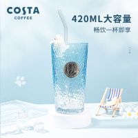 COSTA glass straw cup girls high-value summer home cartoon large-capacity water cup office cute cup cup mug glass