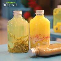 HIFUAR Hooomall 5ชิ้น Botol Minuman สี่เหลี่ยมแบนพร้อมตัวกรองขวดพลาสติก PET ใช้ซ้ำได้เกรด Bpa คริสต์มาสปีใหม่ปาร์ตี้ครัววัสดุแก้วเอนไซม์