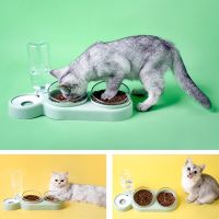 Practical Dog Cat Feeder Double Bowl Automatic Water Feeding Drinking Water Bottle Anti-tipping Kitten Slow Food
