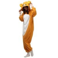 Adults Polar Fleece Kigurumi Rilakkuma Cosplay Costume Animal Onesies Pajamas Halloween Carnival Masquerade Party Jumpsuit