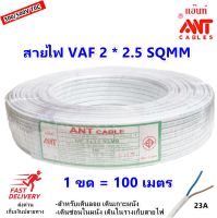 ANT สายไฟ VAF 2*2.5 Sqmm 23A 300/500V  สายไฟ อาคาร งานทั่วไป สายไฟ ทองแดง แกนคู่ หุ้มฉนวน 2 เส้น (1 ขด = 100 เมตร) ใช้เดินลอย เดินเกาะผนัง ราคาส่ง