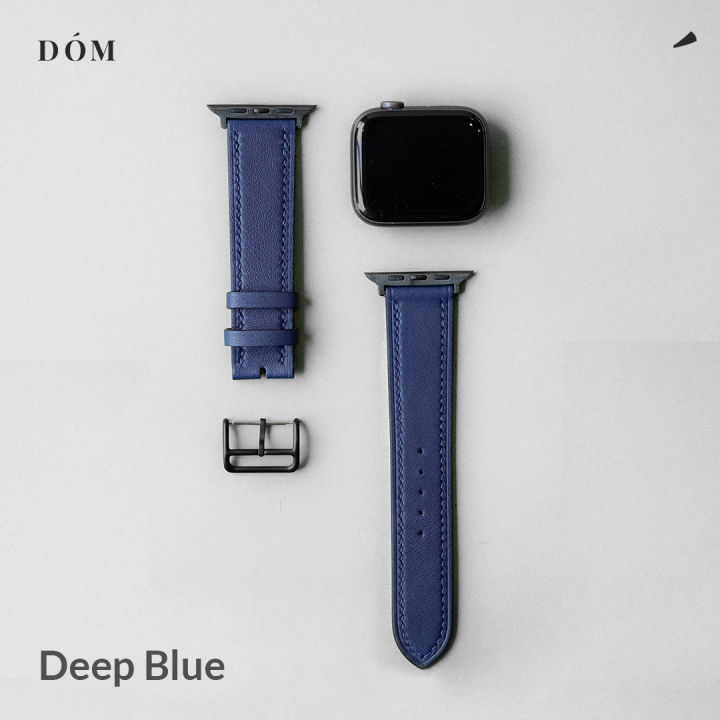 สายนาฬิกา-apple-watch-dom-type-01-deep-blue-สายนาฬิกาหนังแท้-italian-fine-grain-สายแอปเปิ้ลวอชหนังแท้