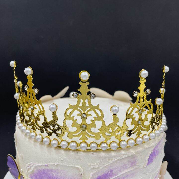 iron-sheet-crown-decoration-half-crown-tiara-pearl-crown-cake-topper-half-crown-hair-clip-korean-iron-sheet-crown