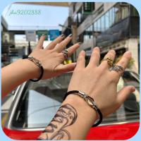 JHA9202888 เหล็กไร้สนิม สร้อยข้อมือเกือกม้า ถักแบบถัก สายเคเบิลปม กำไลข้อมือข้อเท้า ง่ายๆ เครื่องประดับอัญมณีอัญมณี ตะขอแม่เหล็กติดแน่น สำหรับผู้หญิง