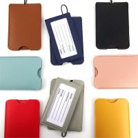 【DT】 hot  New Soild Colors PU Leather Portable Luggage Tag Suitcase ID Address Name Holder Baggage Boarding Tag Label Travel Accessories