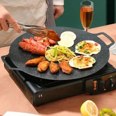 1pc, Korean BBQ Grill Pan, Korean BBQ Grill Non Stick Grill Pan Circular  Stovetop BBQ Grill Plate Barbecue Disk For Indoor Outdoor Camping