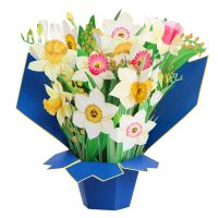 3D Daffodil Life Sized Pop Up Greeting Card with Envelope Thankyou Cards Easter Postcards Flower Bouquet