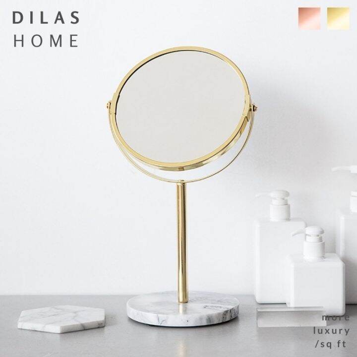 vanity mirror DILAS HOME Metallic 2sided Gold Rose Gold Marble