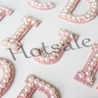 【hot sale】 ﹊ B15 A-Z Pink Pearl English Alphabet Letter Iron Sew On Patch Badges 3D Rhinestone Letters Patches Bag Hat Jeans Applique Clothes DIY Crafts