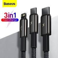 Baseus สายเคเบิล USB ชนิด C 3 In 1สำหรับ12 Pro Max ไมโครยูเอสบีมือถือ USB สายโทรศัพท์เคลื่อนที่สำหรับสายสายรับส่งข้อมูล Xiammi USBC