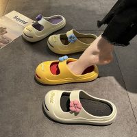 【July】 2023 summer new Baotou slippers womens outerwear Internet celebrity ins hot style bombing street high-value fairy hole shoes