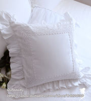 Flounced Embedded Lace White Satin Pure Cotton Cushion Cover Pillow CoverPillow