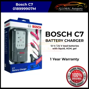 GENUINE BOSCH** 7A C7 Car Bike Battery Charger - 12v 24v - AGM GEL Lead  Acid