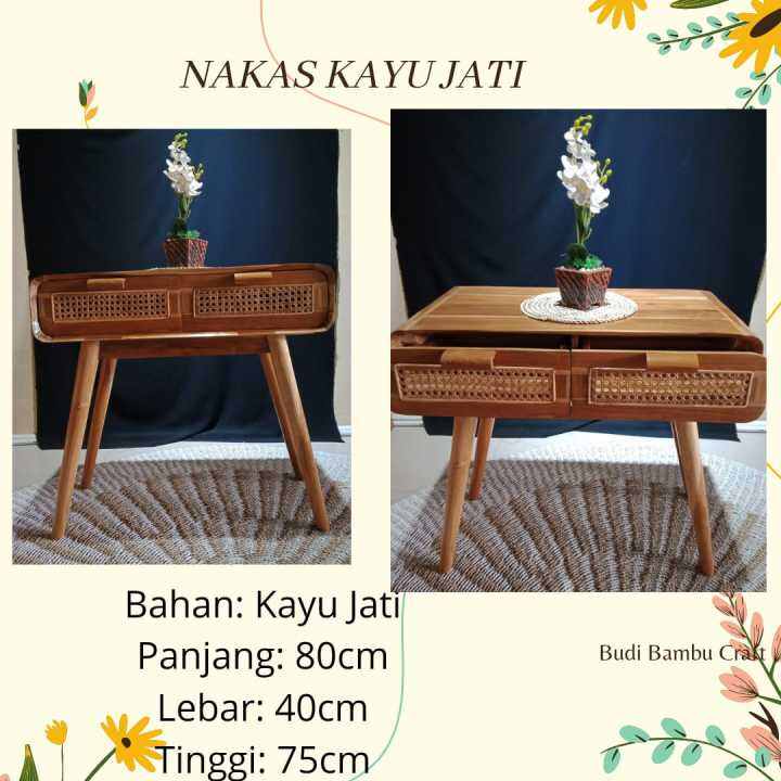 Nakas Side Table Meja Ruang Tamu Kayu Jati Minimalis Murah | Lazada