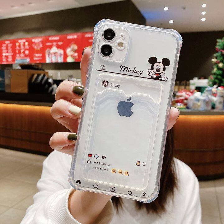 สินค้าขายดีเคสไอโฟน-เคส-iphone-กันกระแทกเคสใส่บัตร-เคสซิลิโคนใส-เคสใสทรงสี่เหลี่ยม7-8-6-12-12pro-11-13-13promax-เคสใส่บัตร-418