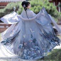 Hanfu กระโปรงคาดอกผู้หญิงสไตล์โบราณเสื้อแขนใหญ่สไตล์จีนดั้งเดิมนางฟ้าสุดนักเรียน