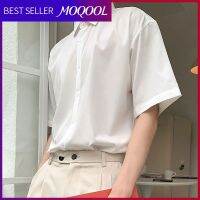 MOQOOL เสื้อเชิ้ตคอสี่เหลี่ยมอเนกประสงค์สำหรับฉนวนสีทึบ,เสื้อเชิ้ตผ้าชีฟองผ้าไหมน้ำแข็งลำลองเสื้อสไตล์ผู้ใหญ่2023โคมไฟดร์อพไลท์ลื่นฤดูร้อน