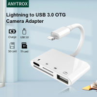 Lightning เป็น USB 3.0 OTG Camera Adapter สายเคเบิลพร้อมการชาร์จ Lightning เป็น Sdtf Card Reader