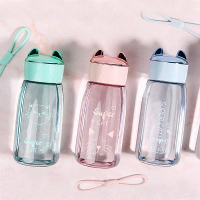 2020 New Cute Cat Plastic Water Bottle Portable Bottle Fruit Juice Leak-proof Outdoor Sport Travel Camping Bottle