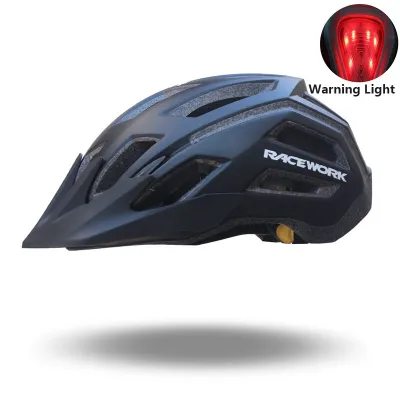[COD] RACEWORK road bike helmet one-piece molding with warning lights riding hard hat bicycle