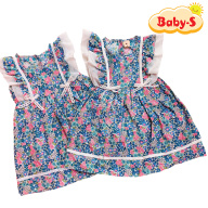 Đầm xòe cánh tiên cho bé gái 1-7 tuổi chất cotton nhẹ mát họa tiết hoa nhí màu sắc tươi tắn phối nơ ở eo đáng yêu Baby-S SD065 thumbnail