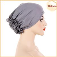 หมวกหมวกสำหรับผู้ทำคีโมกองกองผู้หญิงลายดอกไม้ I-HALCYON ใส่สบายผ้าโพกหัวมุสลิมหมวกหิญาบ