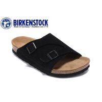 COD 【Original】Birkenstock 827 Mens/Womens Classic Cork Suede Black Slipper Beach Loafers 34-46