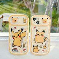 การ์ตูน Pikachu น่ารักพร้อมเคสเลนส์โทรศัพท์มือถือกล้องแบบ3D กดสำหรับ iPhone 14 Pro Max Plus ฝาครอบกรอบหลังมือถือนิ่มลาย Pikachu กันกระแทกสำหรับ iPhone 13 Pro Max Pikachu เคสมือถือสำหรับ12 11เคสห่อหุ้ม